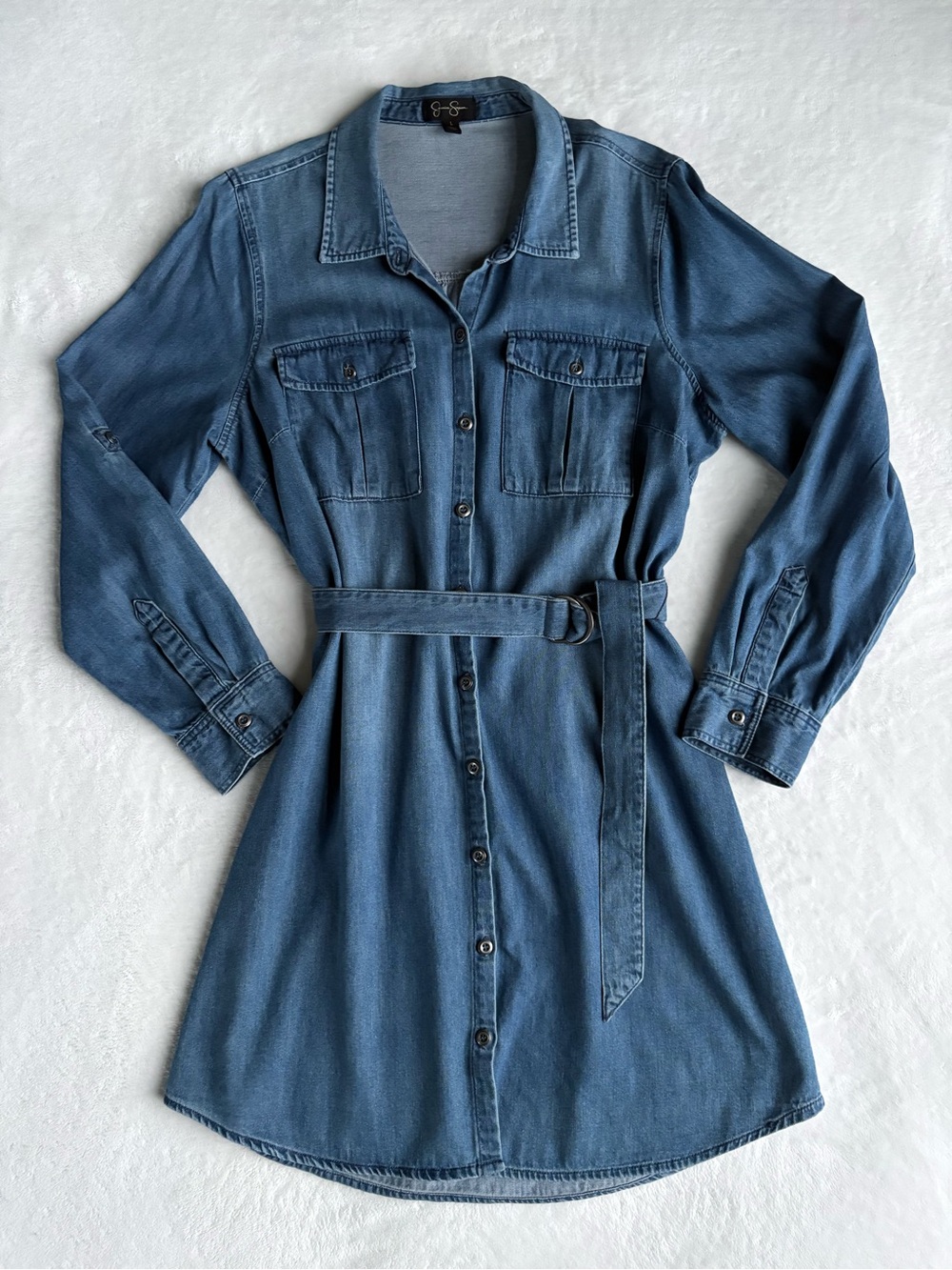 Jessica Simpson Emerson Denim Shirt Dress Light Wash - Size Large